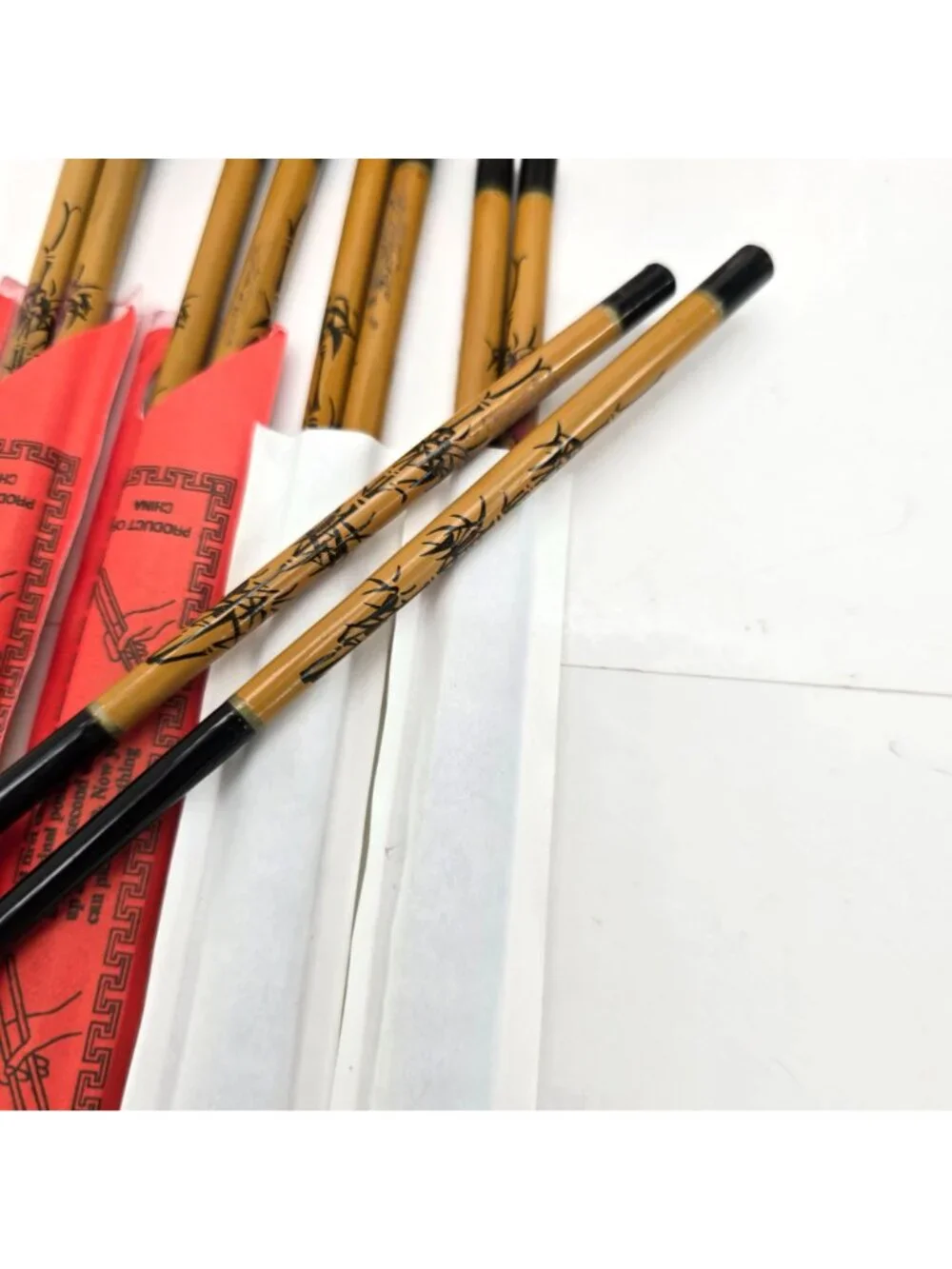 Vintage Bamboo Chopsticks With Wooden Rest Holder Set Of 5 je180